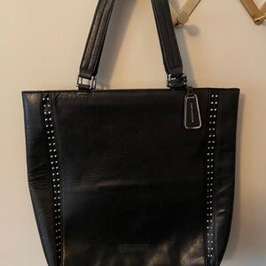 BCBG Max Azria Black Studded Leather Tote Bag